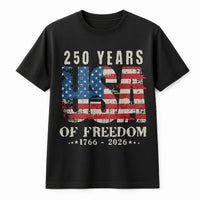250 Years USA Freedom T-Shirt | Vintage 1776-2026 American Flag Graphic | 100% Soft Breathable Cotton | Patriotic Gift for History Buffs