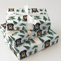 Watercolor Dog Holiday Gift Wrap, Rottweiler Christmas Wrapping Paper, Festive Puppy Tree Wrapping Paper, Dog Lover Gift Wrap Roll