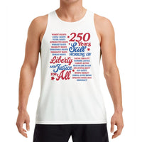 250 Years Liberty and Justice Tank Top | Patriotic Civil Rights Typography Design | Soft Breathable Unisex Fit | Gift for Social Justice Advocate