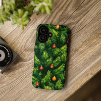 Festive Winter Holiday Pine Needle Case, Christmas Tree Branch Phone Case for iPhone, Xmas Ornament Pattern Tough Phone Cover Present