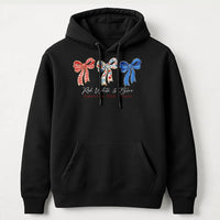 Patriotic Bow Hoodie | Red White & Blue America 250 Years Design | Soft Cotton-Poly Blend | Gift for Patriots