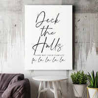 Deck the Halls Not Family Canvas Print, Humorous Christmas Canvas Wall Art, Sarcastic Xmas Canvas Poster, Holiday Quote Home Decor Wall Art