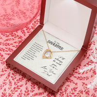 Forever Love Heart Pendant Necklace, To My Daughter Necklace, Cubic Zirconia 14K White Gold Jewelry, Birthday Christmas Present from Dad