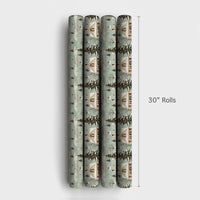 Snowy Pine Tree Holiday Gift Wrap, Vintage Christmas House Wrapping Paper, Nostalgic Winter Wrapping Paper, Xmas Present Wrap