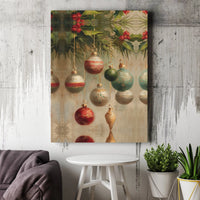 Holly Berry Oil Painting Print, Vintage Christmas Ornament Canvas Wall Art, Holiday Festive Canvas Art, Digital Download Decor