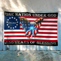 One Nation Under God Flag | 250 Years American Eagle House Flag | UV-Resistant Polyester Grommet Flag | Patriotic Home Decor Gift