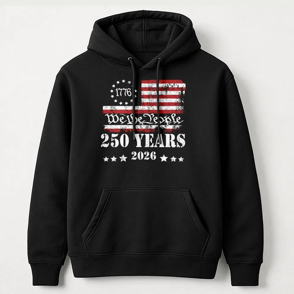 1776 American Flag Hoodie | We The People 250 Years 2026 Vintage Design | Premium Cotton-Polyester Blend | Patriotic Gift for History Lovers