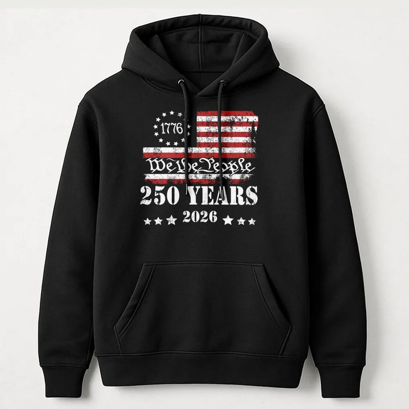 1776 American Flag Hoodie | We The People 250 Years 2026 Vintage Design | Premium Cotton-Polyester Blend | Patriotic Gift for History Lovers