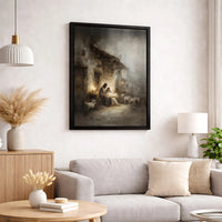 Holy Family with Lambs Canvas, Nativity Scene Canvas Print, Christian Christmas Wall Art, Religious Holiday Wall Decor, Jesus Birth Canvas