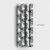 Farmhouse Christmas Truck Gift Wrap, Vintage Blue Truck Wrapping Paper, Rustic Tree Truck Wrapping Paper, Country Holiday Present Wrap