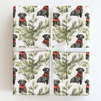 Watercolor Christmas Dog Gift Wrap, Black Lab Wrapping Paper, Snowy Tree Labrador Wrapping Paper, Holiday Pet Gift Wrap, Winter Dog Paper
