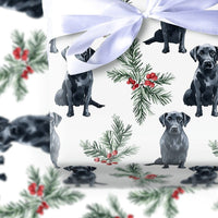 Watercolor Santa Hat Dog Gift Wrap Paper, Black Labrador Christmas Wrapping Paper, Holiday Present Wrap, Dog Lover Xmas Wrapping Paper