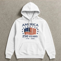America 250 Years Hoodie | Vintage USA Flag 1776-2026 Anniversary Design | Soft Cotton-Polyester Blend | Patriotic Gift for History Lovers