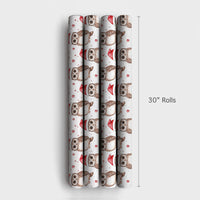 Santa Hat Animal Gift Wrap, Christmas Owl Wrapping Paper, Adorable Watercolor Bird Present Paper, Whimsical Holiday Gift Wrapping Paper