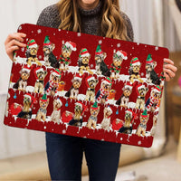 Santa Hat Snowflake Welcome Mat, Yorkshire Terrier Christmas Doormat, Yorkie Dog Holiday Door Mat, Xmas Entry Rug, Dog Lover Present