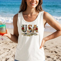 USA 250 Years of Freedom Tank Top | Vintage Floral Patriotic Graphic | Soft Breathable Premium Fabric | 4th of July Celebration Gift
