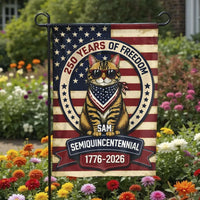 Patriotic Cat Garden Flag | 250 Years of Freedom Semiquincentennial 1776-2026 Design | Double-Sided Weather-Resistant Polyester | Gift for Cat Lovers and Americana Fans