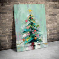 Colorful Christmas Tree Wall Decor, Abstract Christmas Tree Canvas Art, Festive Christmas Canvas Print, Modern Holiday Decor Canvas Present