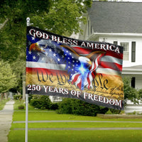God Bless America House Flag | Patriotic Eagle & Cross 250 Years of Freedom Design | Double Sided Polyester | Outdoor Home Decor Gift