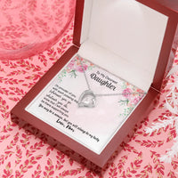 Forever Love Heart Pendant, To My Daughter Heart Necklace, 14K White Gold Finish Heart Jewelry, Birthday Present from Mom, Christmas Keepsake