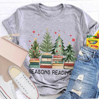 Humorous Holiday Book Pun T-Shirt, Seasons Readings Teacher Shirt, Adorable Christmas Reading Graphic Tee, Book Lover Christmas T-Shirt