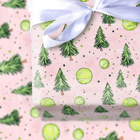 Watercolor Pine Tree Gift Wrap, Tennis Tree Wrapping Paper, Tennis Lover Christmas Wrapping Paper, Festive Sports Holiday Gift Wrap Roll
