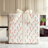 Red and White Holiday Wrapping Paper, Candy Cane Christmas Wrapping Paper, Peppermint Stripe Xmas Gift Wrap Roll, Traditional Present Wrap