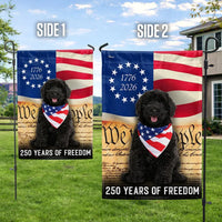 Black Goldendoodle Garden Flag | 250 Years of Freedom Patriotic Design | Double-Sided Weather-Resistant Polyester | Dog Lover Gift