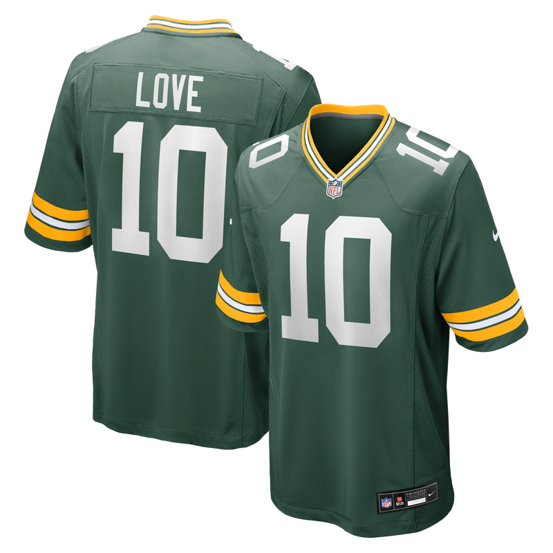 Green Bay Packers Jordan Love Green Player Game Jersey