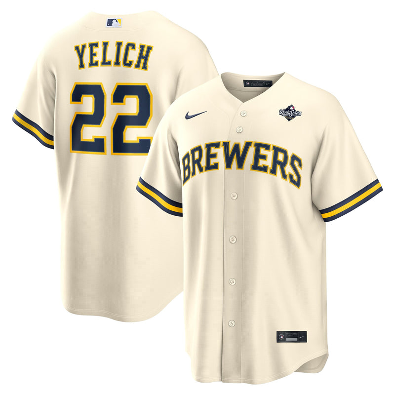 Milwaukee Brewers Christian Yelich Cream 2026 World Series Home Replica Jersey
