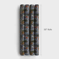 Snowy Winter Town Gift Wrap, Christmas Village Wrapping Paper, Comfy Holiday Wrapping Paper, Xmas Village Gift Wrap, Winter Present Paper