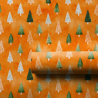 Orange Forest Holiday Wrapping Paper, Watercolor Tree Christmas Wrapping Paper, Modern Tree Wrapping Paper, Seasonal Holiday Gift Wrap