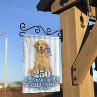 Patriotic Golden Retriever Garden Flag | Custom Name 250 Years of Freedom | Weather Resistant Double Sided | Gift for Dog Owner & US Patriot