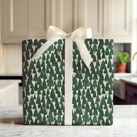 Snowy Pine Tree Gift Wrap, Winter Evergreen Forest Christmas Wrapping Paper, Rustic Woodland Wrapping Paper, Holiday Season Present Wrap