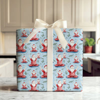 Meditating Santa Claus Gift Wrap, Yoga Santa Wrapping Paper, Zen Santa Christmas Paper, Fitness Present Wrap, Yoga Lover Holiday Gift Wrap