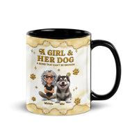 Custom Girl and Husky Dog Mug, Dog Mom Personalized Ceramic Mug, Personalized Pet Name Coffee Cup, Christmas Holiday Dog Lover Present