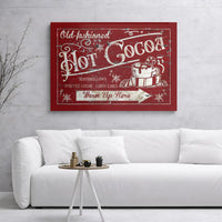 Rustic Old-Fashioned Christmas Kitchen Sign, Hot Cocoa Vintage Canvas Wall Art, Winter Holiday Poster Digital Download, Comfy Farmhouse Decor