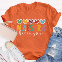 Maestra Colorful Letters Teacher T-Shirt