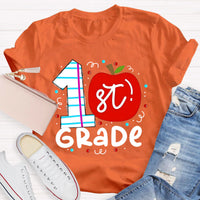 Personalized Grade 1st Grade Red Apple Teacher T-Shirt