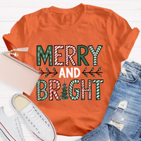 Merry And Bright Christmas Tree Teacher T-Shirt