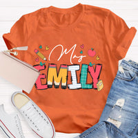 Personalize Name Apple Teacher T-Shirt