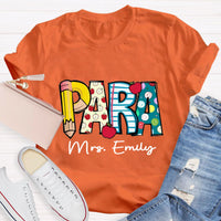 Personalized Para Teacher Name Apple Teacher T-Shirt