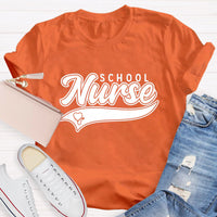 School Nurse Letter Printed T-Shirt