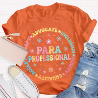 Para Professional Adapt Advocate Pink Flower Teacher T-Shirt