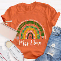 Personalized Name Green Rainbow Teach Love Inspire T-Shirt