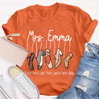 Personalized Name Watch Them Grow Teacher T-Shirt