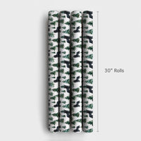 Watercolor Pine Forest Gift Wrap, Black Dog Christmas Wrapping Paper, Holiday Dog Lover Wrapping Paper Roll, Festive Winter Present Wrap