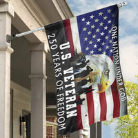Patriotic US Veteran House Flag | 250 Years of Freedom Eagle Design | Double Sided Premium Polyester | Commemorative Gift for Military Families