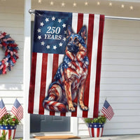 German Shepherd Garden Flag | 250 Years Betsy Ross Patriotic Design | Double-Sided Premium Polyester | Americana Dog Lover Gift