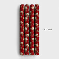 Woodland Bird Gift Wrap, Christmas Owl Wrapping Paper, Red Holiday Wrapping Paper, Pine Holly Berry Gift Wrap, Winter Wrapping Paper Roll
